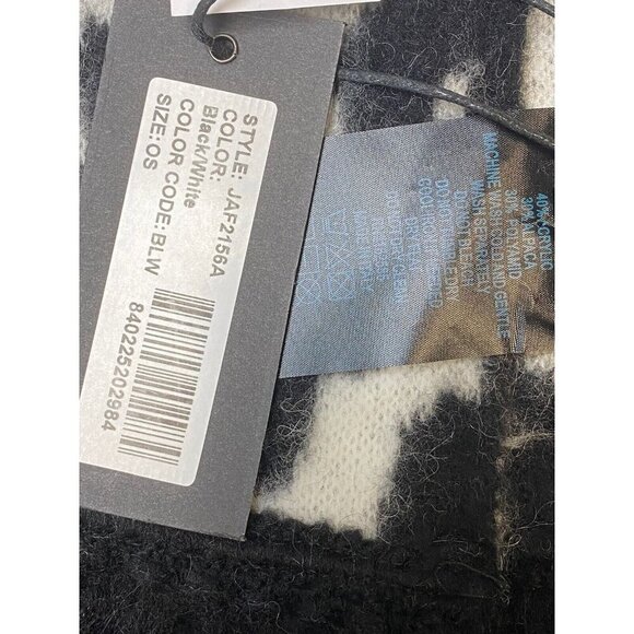 Jocelyn Scarf Alpaca blend Black / White leopard Print Winter Cozy Designer - Picture 5 of 5